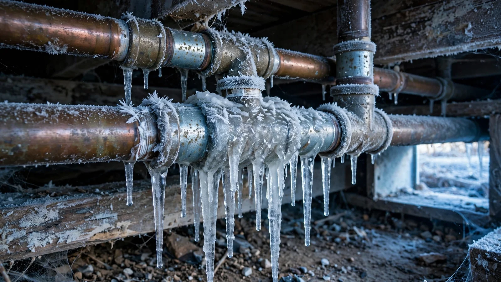 Plumber thawing a frozen pipe in a Caldwell, ID crawlspace